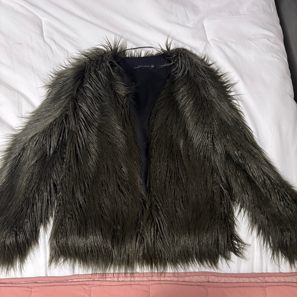 Zara Mongolian fur jacket small/medium